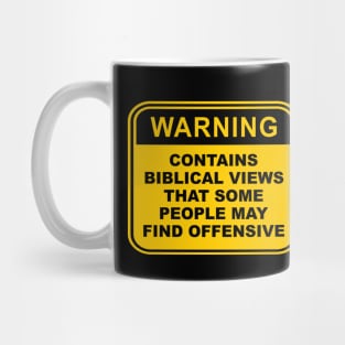 Warning! Contains Biblical views that some people may find offensive, funny meme, black text Mug